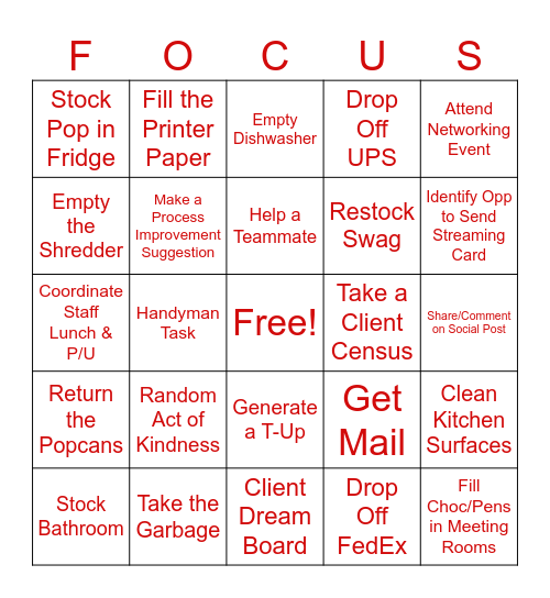 FOCUS BINGO Card