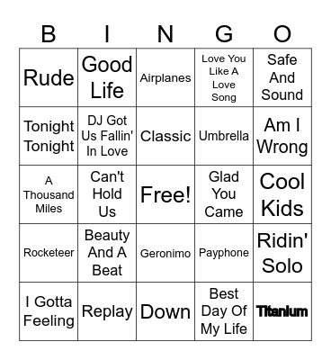 2010s Throwbacks Bingo Card