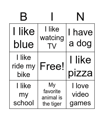 Personal Details Bingo Card