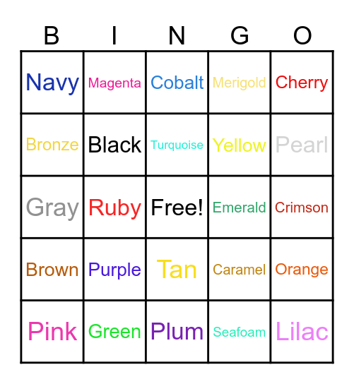 Color Bingo Card
