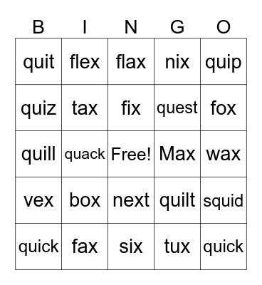 4.6 qu/x Bingo Card