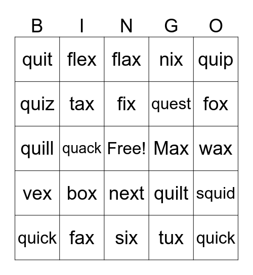 4.6 qu/x Bingo Card