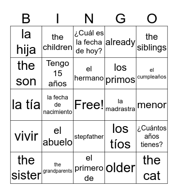 span1Aunidad3leccion2 Bingo Card