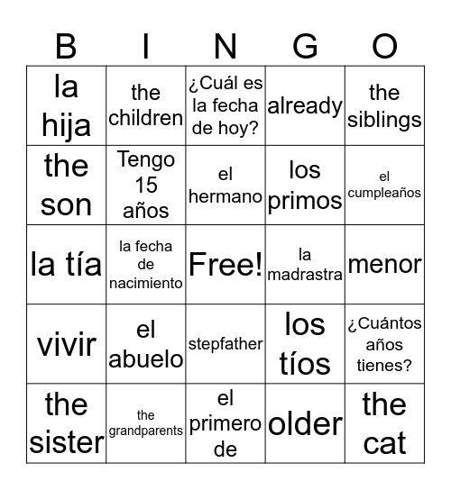 span1Aunidad3leccion2 Bingo Card