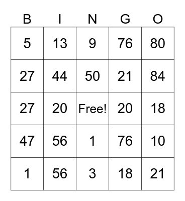 4th Quarter Mentality Bingo Card