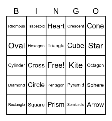 Shape Bingo Card