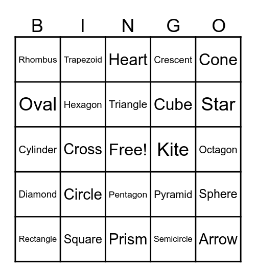 Shape Bingo Card