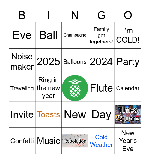 New Years Bingo Card