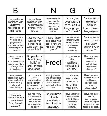 Diversity & Inclusion Bingo Card