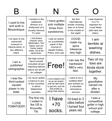 FUN FACT BINGO Card