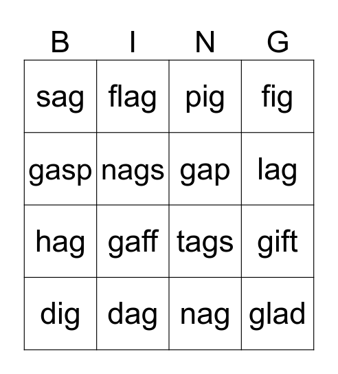 V1, L14 Bingo Card