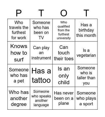 People Bingo Card