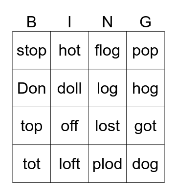 V.1, L15 Bingo Card