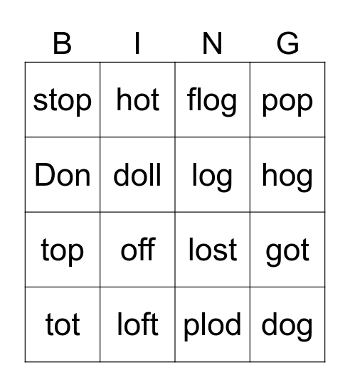 V.1, L15 Bingo Card