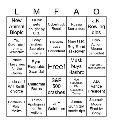 2025 Bingo Card