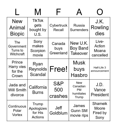 2025 Bingo Card
