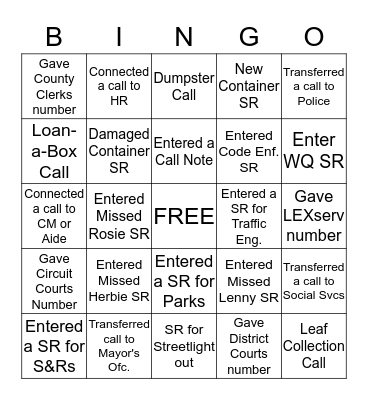 SERVICE CHAMPIONS Bingo Card