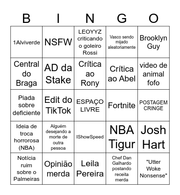 Zetz Twitter Bingo Card