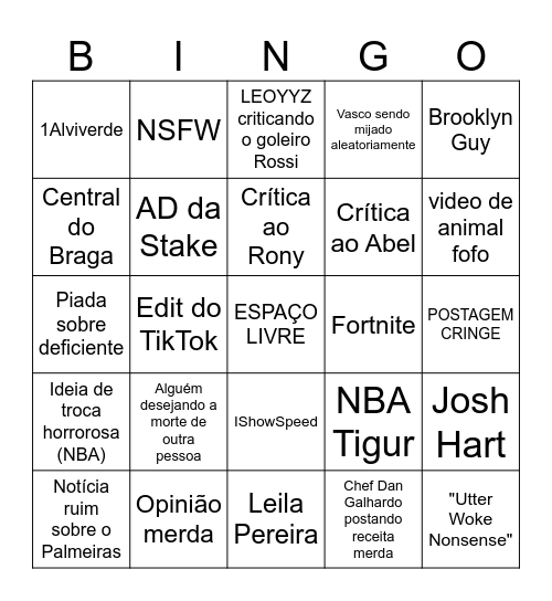 Zetz Twitter Bingo Card