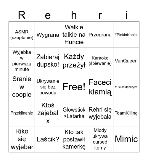 Phasmo Rehri&Randoms Bingo Card