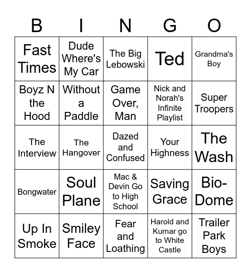 Pick a Flick Bingo Card