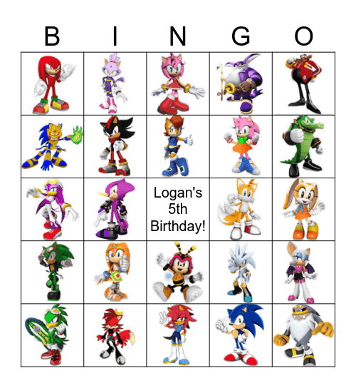 SONIC THE HEDGEHOG Bingo Card