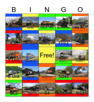 Strongest Locomotives around North America Bingo Card