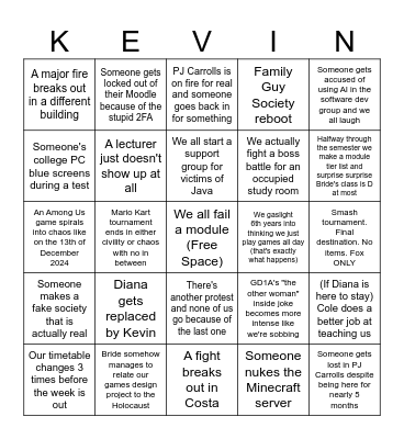 Semester 2 Bingo Card