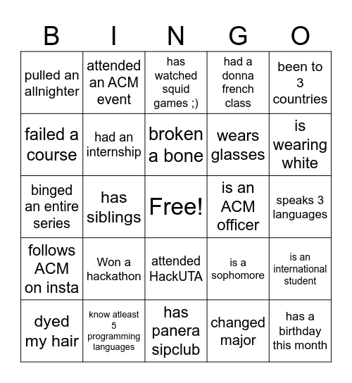 ACM Bingo Card