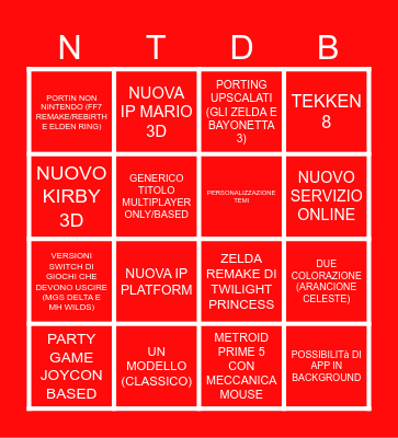NINTENDO BIGO Bingo Card