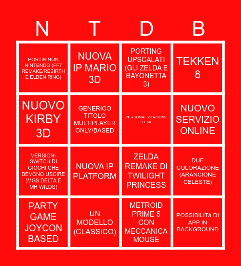 NINTENDO BIGO Bingo Card