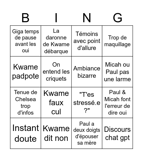 Episode 11 Bingo Card