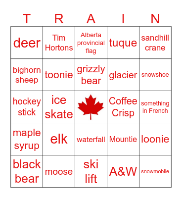 Harding Western Canada Bingo Card