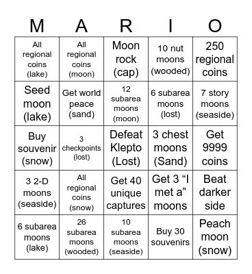 SMO Bingo Card Bingo Card