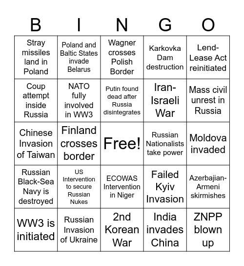2022-2025 Bingo Card