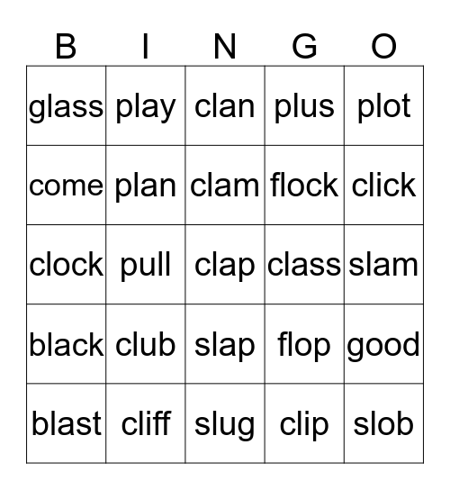 L-Blends  Bingo Card