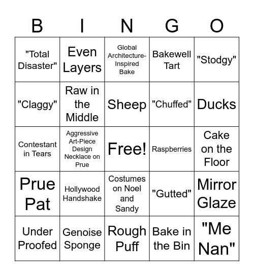 Tilbury Great British Baking Show Bingo! Bingo Card