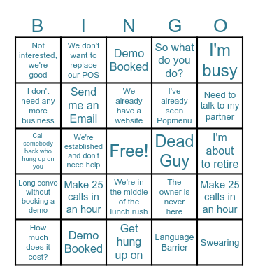 Sales Bingo Card