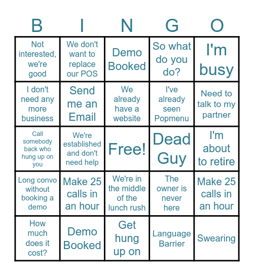 Sales Bingo Card