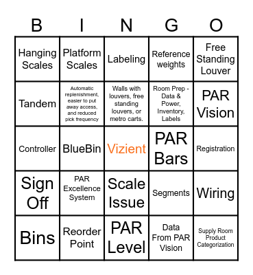 PAR Excellence Bingo Card