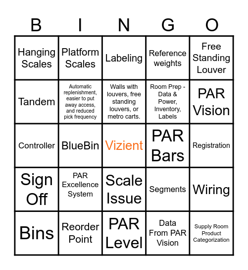 PAR Excellence Bingo Card