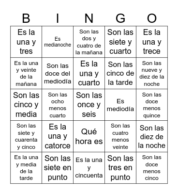 LA HORA Bingo Card