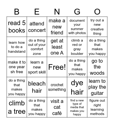 BENGO Bingo Card