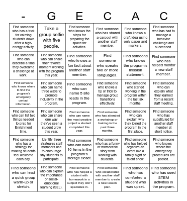 Scavenger Hunt Bingo Card