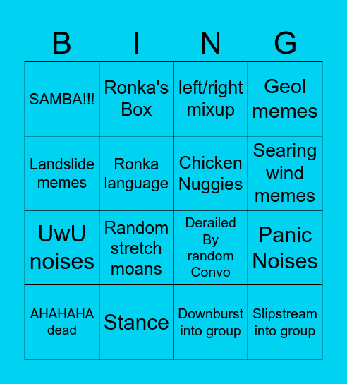 UwU prog bingo Card