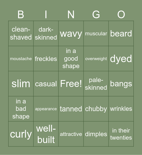 Appearance Bingo Card