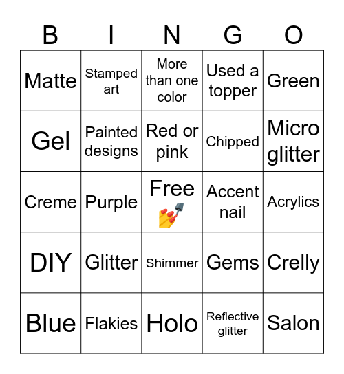 Current nails Bingo Card