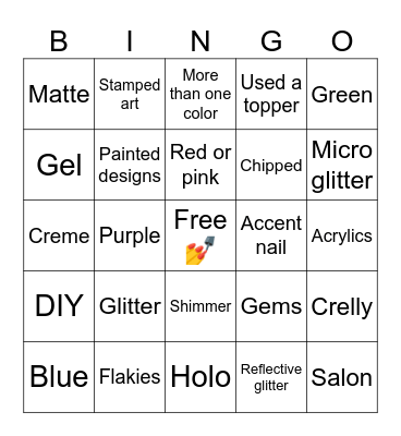 Current nails Bingo Card