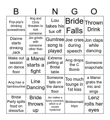 WEDDING BINGO Card