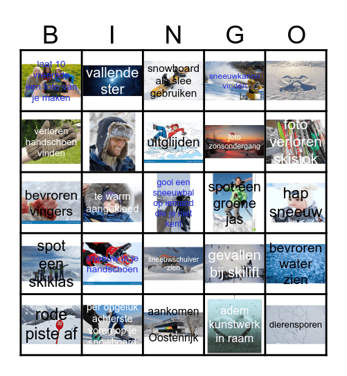 Winterkamp Huisje Oranje 2025 Bingo Card